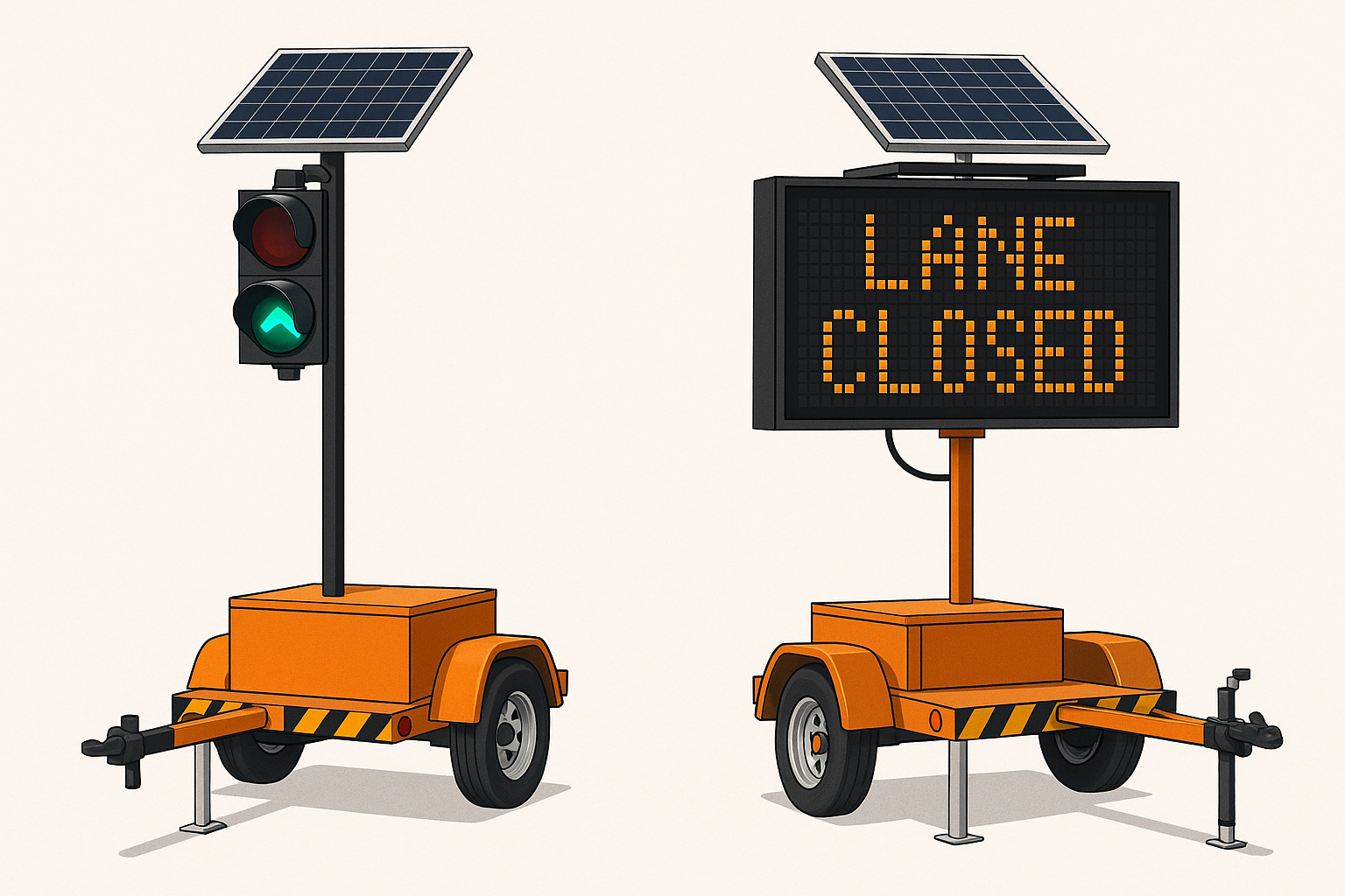 Cost comparison traffic control solar-powered message board and portable signal equipment