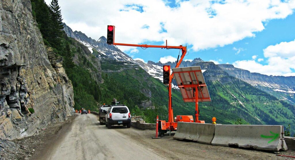 Portable traffic signals for utility work zones in mountainous roadside maintenance